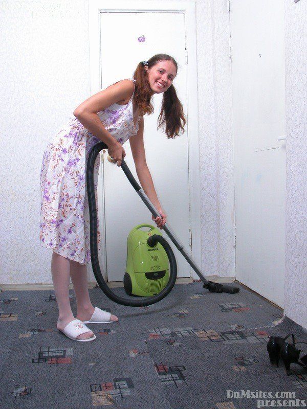 Girl cleaning floor